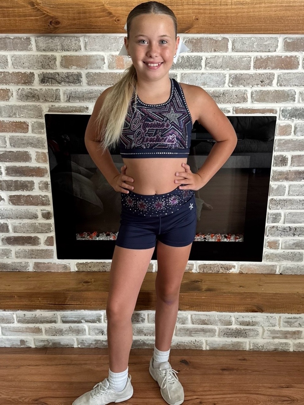 Navy Star-Print Kids Active Shorts Set